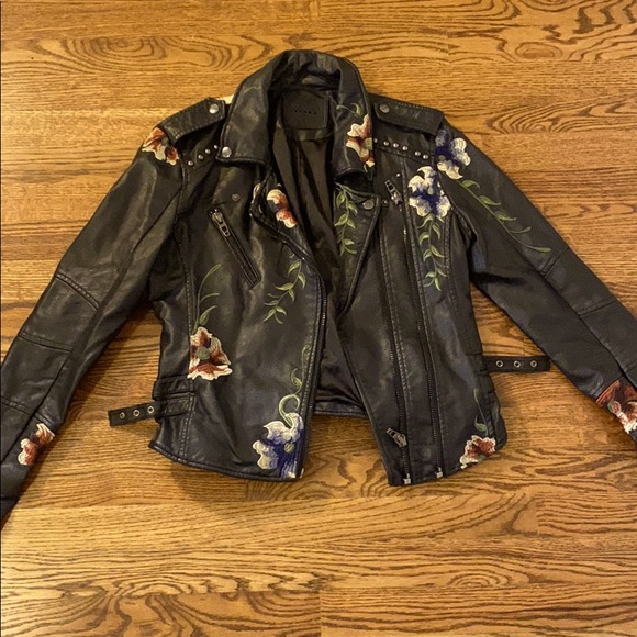 Blank NYC Jackets & Blazers - BLANKNYC black leather jacket with embroidery